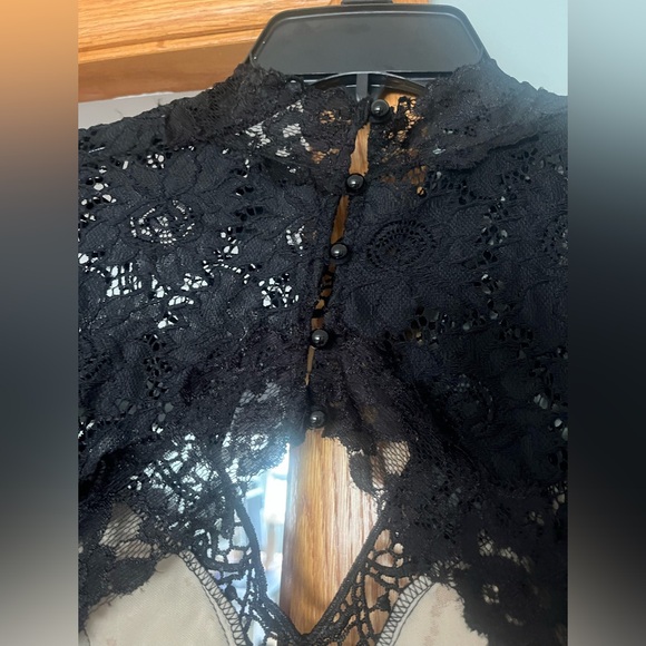 Keyhole Black and Nude Mini Dress - Picture 2 of 3